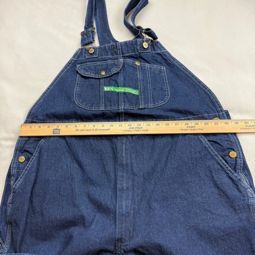 Key Imperial Mens Denim Bib Overalls Indigo Blue Workwear 44x28 FS 2557 Cotton